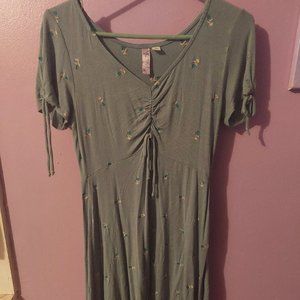 Short Blue Floral Embroidered Dress